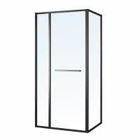 CRUZE душова кабіна 90*90*200см, тип дверей COME IN, профіль чорний, прозоре скло