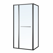 CRUZE душова кабіна 90*90*200см, тип дверей COME IN, профіль чорний, прозоре скло