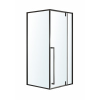 MORA 90-C душова кабіна 90*90*200 см квадратна, двері розпашні, профіль чорний матовий, скло прозоре