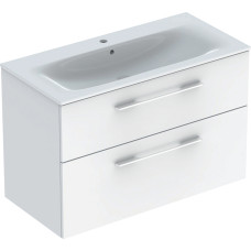 SELNOVA SQUARE комплект: умивальник Slim Rim, з тумбою 98,8*50,2см, білий/фарбований глянець