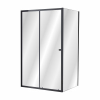 VALTICE New душова кабіна прямокутна 120*80*190см, розсувні двері, профіль чорний мат, скло прозоре