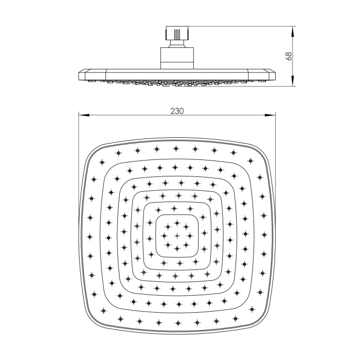 Душ верхній RJ OnTop 230*230 мм, RJTS000-01CH, хром