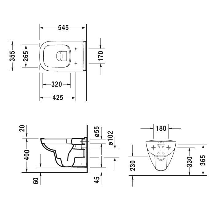 D-CODE Rimless унiтаз пiдвiсний 56,5*40*45см, в комплектi з сидiнням з автомат. закриванням