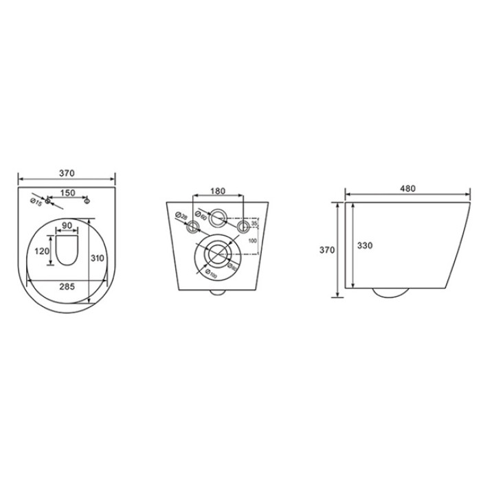 JESS Rimless унітаз підвісний 48*37*37см, сидіння Duroplast Slim Slow-closing