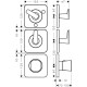 AXOR CITTERIO C термостат 38*12см,  для 3х споживачів, ПМ, шліфованний нікель