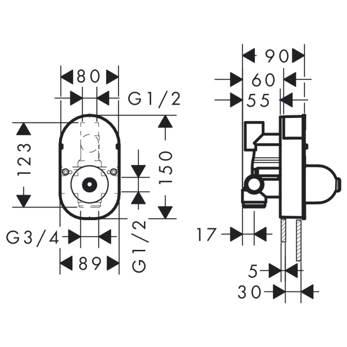 Focus S - прихована частина змішувача для 31746000 HANSGROHE 31741180