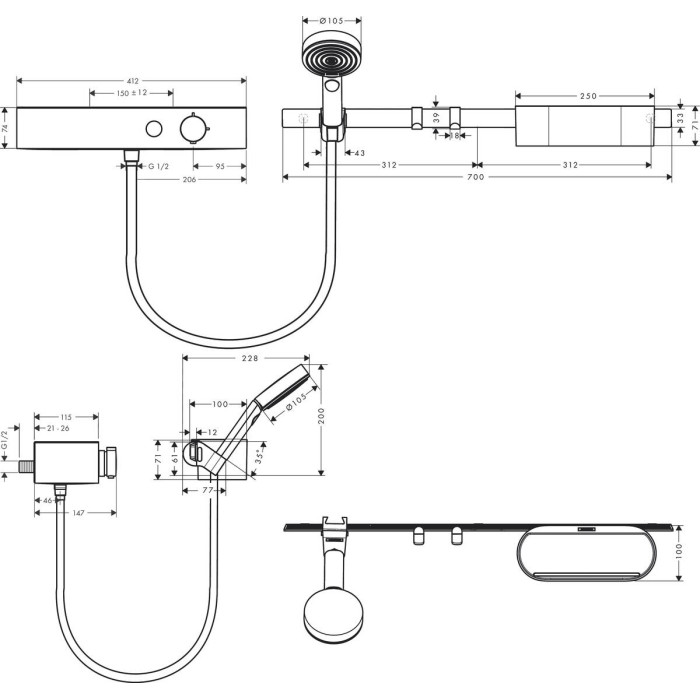Набір змішувачів HANSGROHE WALLSTORIS 24250700, білий