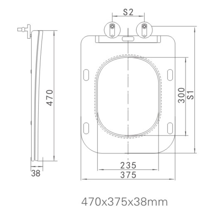 2005 Сидіння duroplast slow-closing (470*375 мм)
