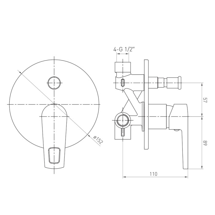 SOLAR змішувач прихованого монтажу, 2-F, cromo