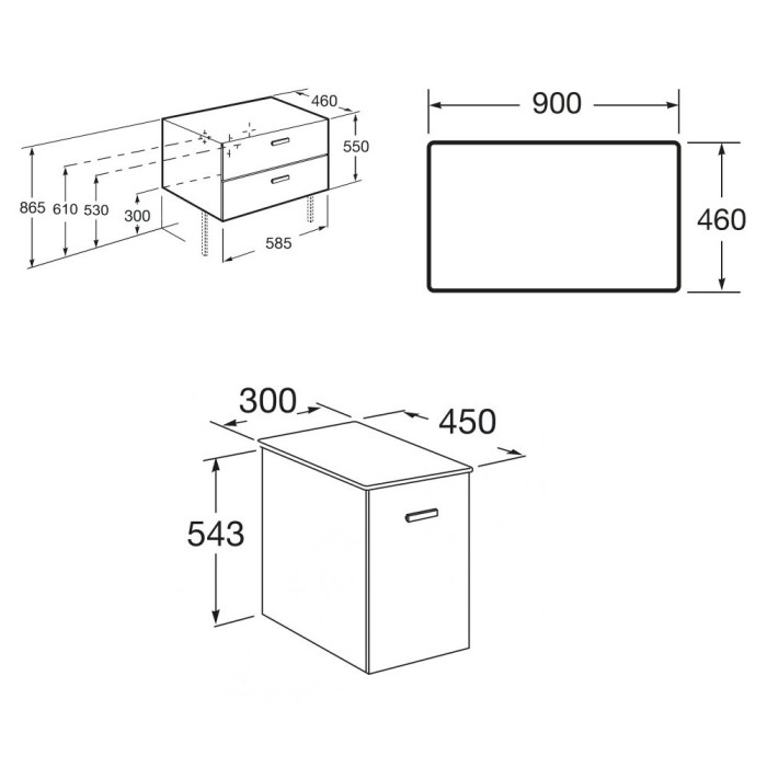 VICTORIA BASIC MODULAR комплект 89см: тумба 59см під накладний умивальник; модуль 30см із дверцятами; стільниця89 см; колір:білий/білий/дуб