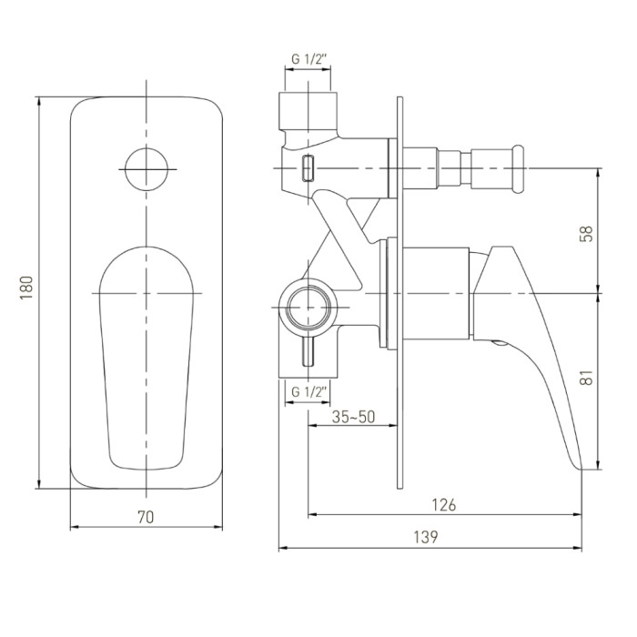 ORLANDO змішувач прихованого монтажу, 2-F, cromo