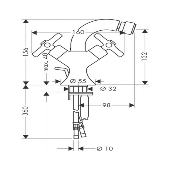 Axor Terrano - змішувач на біде (хрестики) сатінокс HANSGROHE 37230810