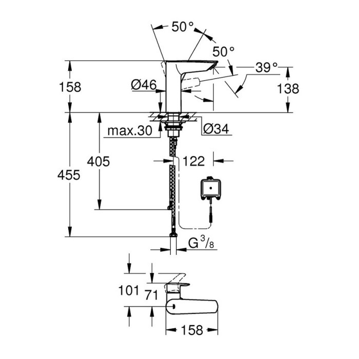 Змішувач для умивальника GROHE EUROSMART NEW 23975003, хром