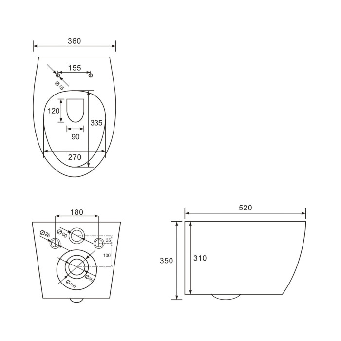 SAFIR Rimless унітаз підвісний 52*36*35см, сидіння Duroplast Slim slow-closing