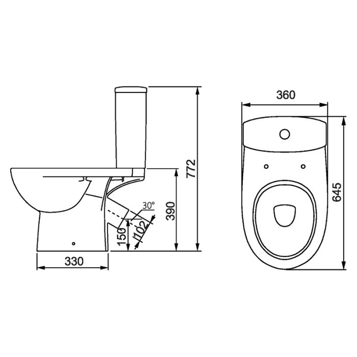 STATUS унітаз-компакт підлоговий, косий випуск, бачок 3/6 л, нижнє підведення, сидіння з кришкою Duroplast Soft close Click2Clean