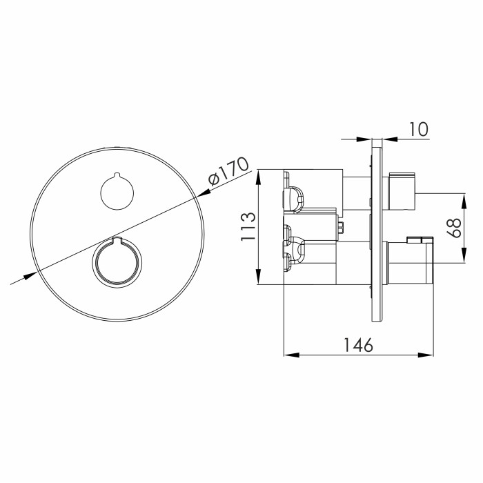 KUCERA змішувач прихованого монтажу (термостат 2 функції), чорний матовий