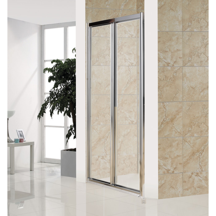 Двері bifold 80*195см, профіль хром, скло прозоре