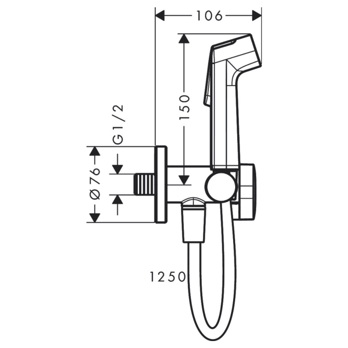 HANSGROHE S гигієнічний душ, зі шлангом 1,25 м і тримачем, колір полірованне золото