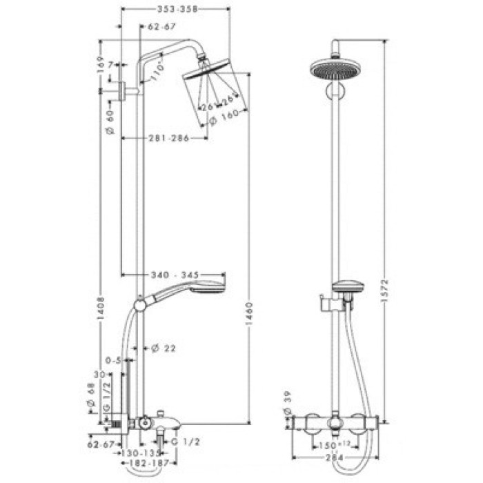Showerpipe Croma душовий набір HANSGROHE 27143000