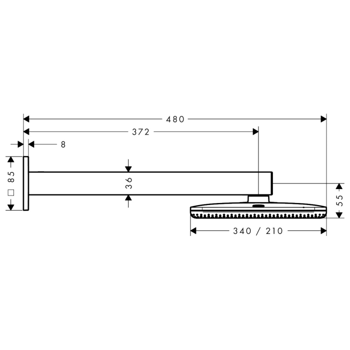 RAINDANCE ALIVE Q  верхній душ 210/340мм, 2 режими, з тримачем, колір хром