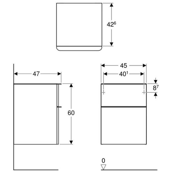 SMYLE SQUARE тумба 45*60*47см, з 2 ящ., лава/фарбований матовий, лава/з матовим порошковим покрыттям