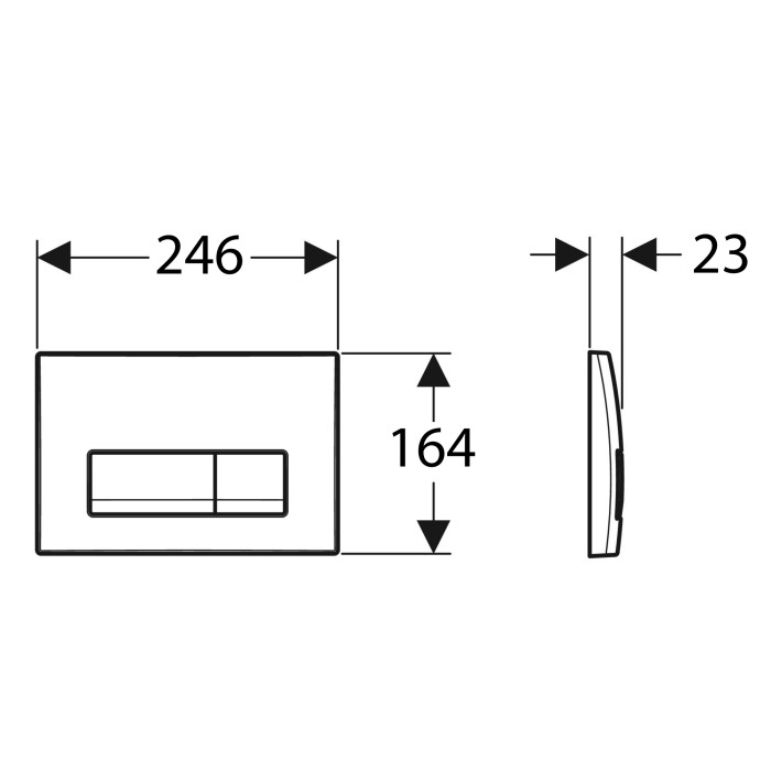 DELTA50 SQUARE змивна клавіша для подвійного змиву, білий