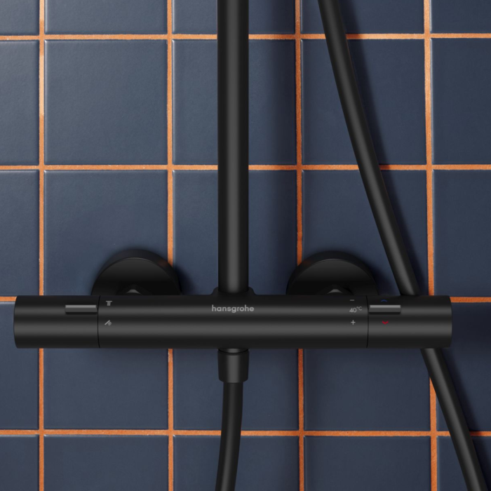 ACTIVERA S 240 1jet EcoSmart Showerpipe душова система з термостатом, чорний матовий