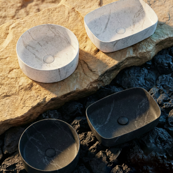 VOLLE PIEDRA умивальник накладний 34,6*34,6*12см, темний мармур