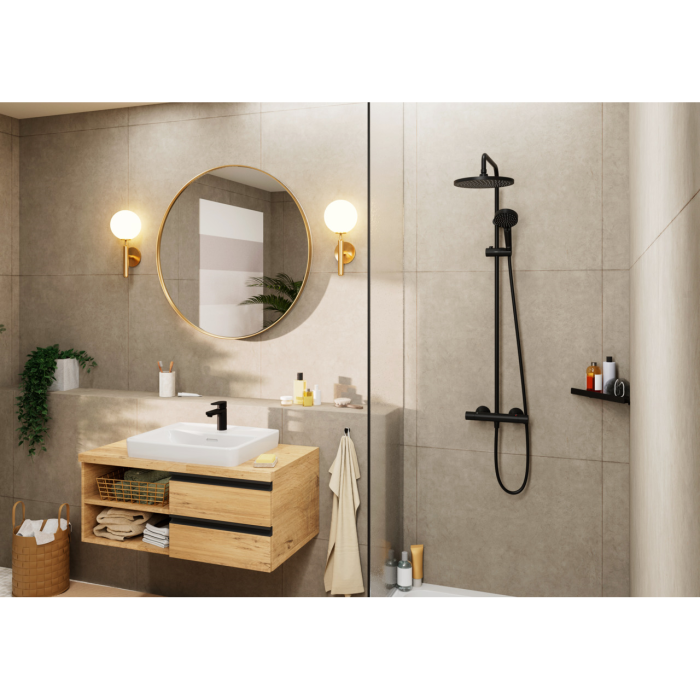 VERNIS BLEND душова система Showerpipe 240 з термостатом, 1jet, чорний матовий