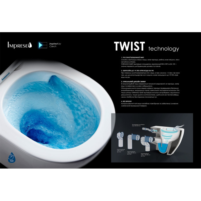 VLTAVA унітаз підлоговий з бачком (62,5*39*84,5 см, twist, сидіння duroplast), чорний матовий