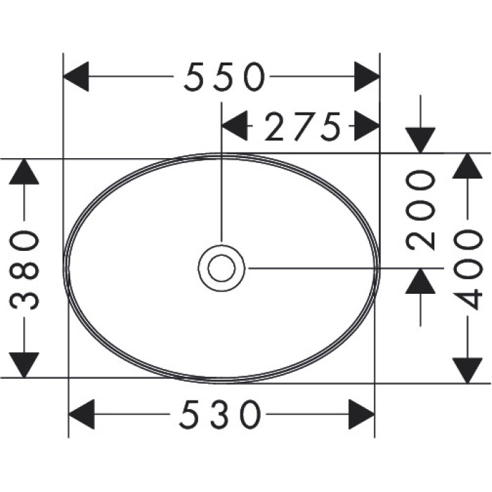 XUNIVA D умивальник 55*40см без отв, без переливу