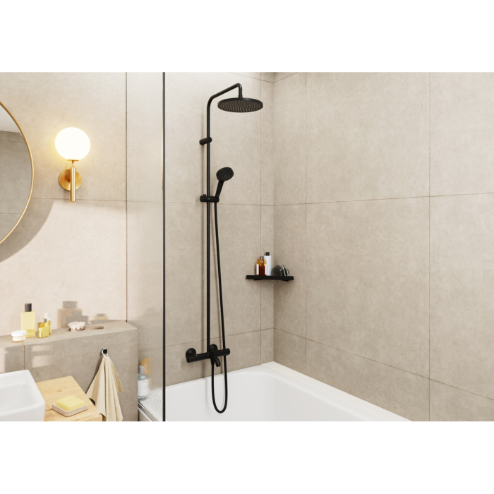 VERNIS BLEND душова система Showerpipe 240 з термостатом для ванни, 1jet,  чорний матовий