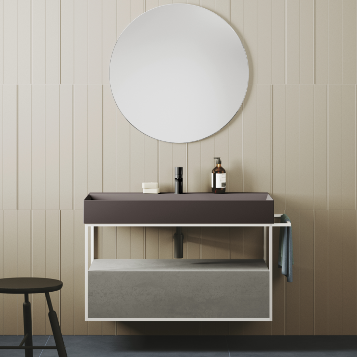ELEGANCE SQUARED умивальник 61*40 см, з отвором під змішувач, колір сіро-коричневий