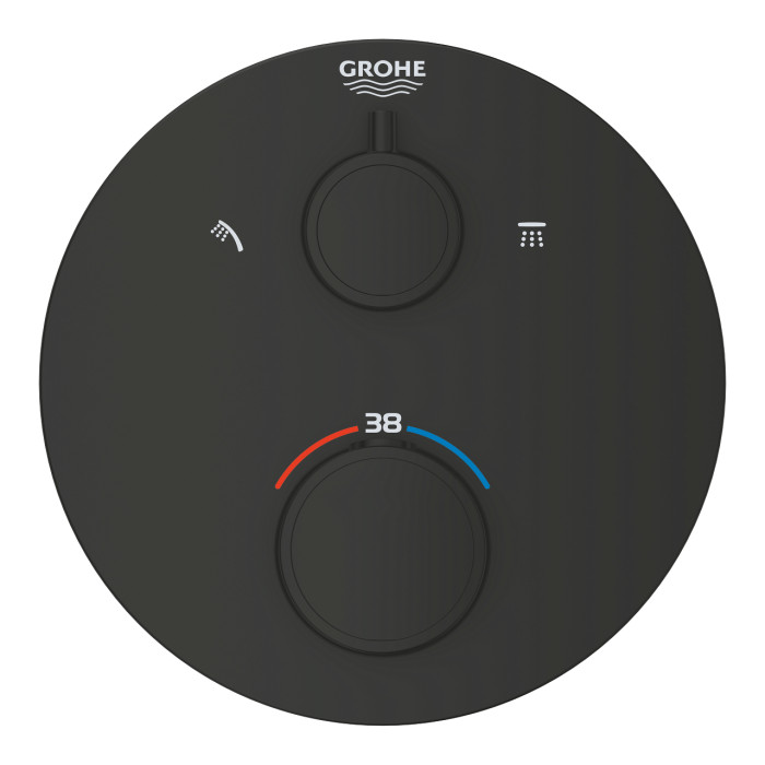 GROHTHERM термостат для душу з перемикачем  на 2 положення  ванна/ душ, ПМ, колір чорний матовий