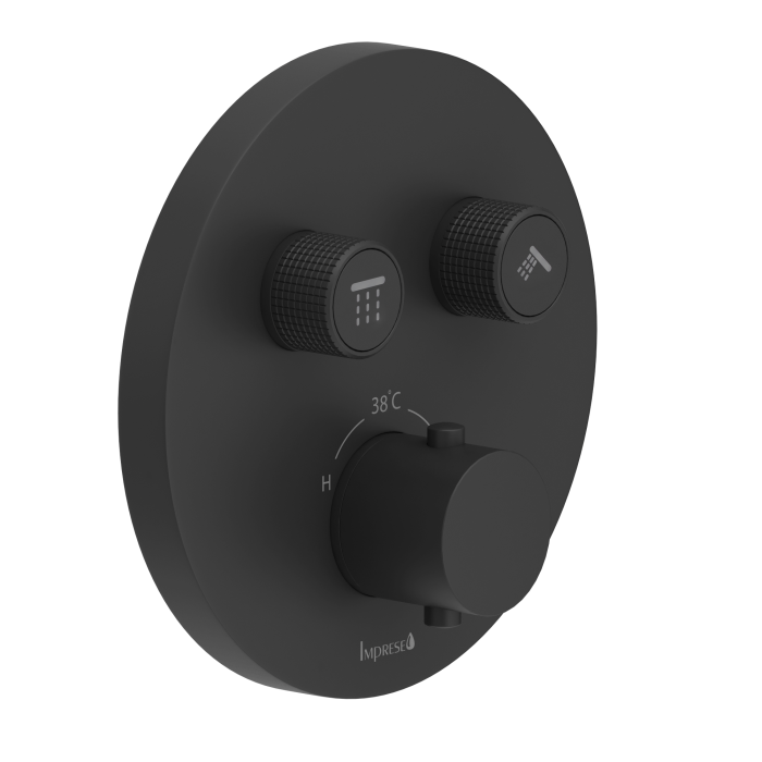 KUCERA Smart Click змішувач прихованого монтажу (термостат 2 функції, кнопкове перемикання, регулювання потоку), чорний матовий