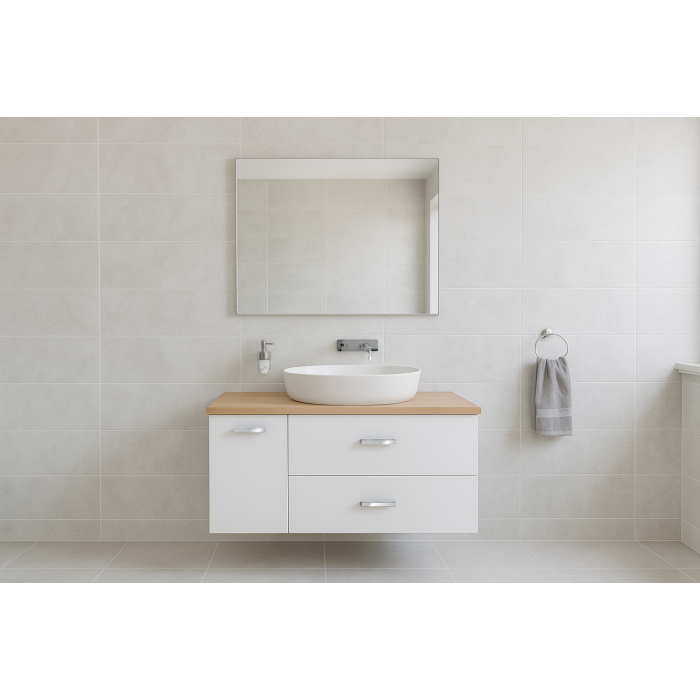 VICTORIA BASIC MODULAR комплект 89см: тумба 59см під накладний умивальник; модуль 30см із дверцятами; стільниця89 см; колір:білий/білий/дуб