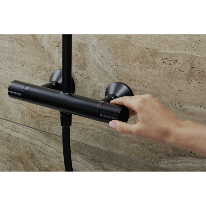 VERNIS BLEND душова система Showerpipe 240 з термостатом, 1jet, чорний матовий