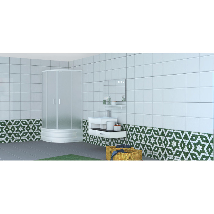 TISZA MELY душова кабіна 90*90*200см, на глибокому піддоні, профіль білий, скло Zuzmara