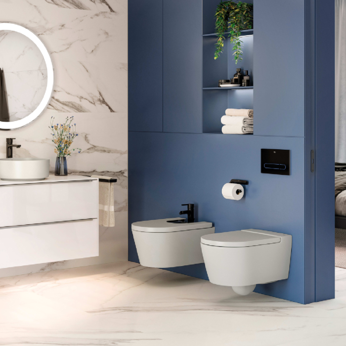 INSPIRA Round унiтаз 370*560*440мм, пiдвiсний, круглий, Rimless, горизонтальний випуск