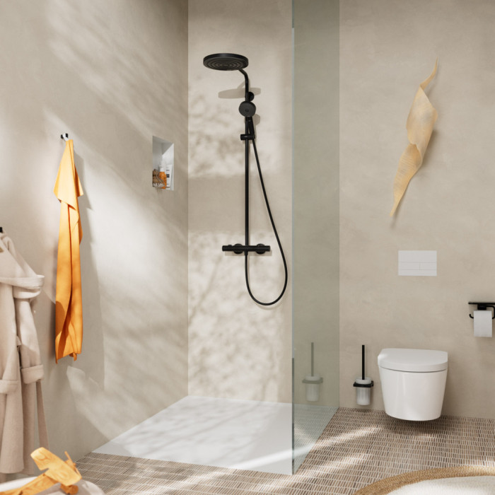 PULSIFY S PURO Showerpipe душова система 260 з термостатом, колір чорний матовий