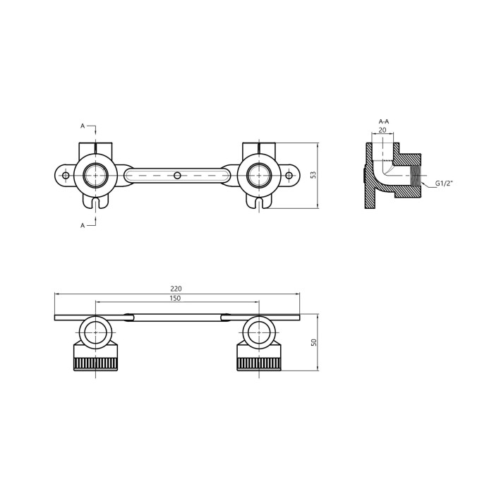 Монтажна планка PPR Blue Ocean 20х1/2" ВР