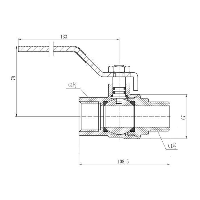 Кран кульовий Thermo Alliance Forte 1" 1/2 ВЗ для газу (ручка) SF605G40