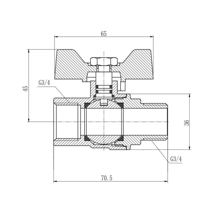 Кран кульовий Thermo Alliance Forte 3/4" ВЗ для газа (метелик) SF607G20