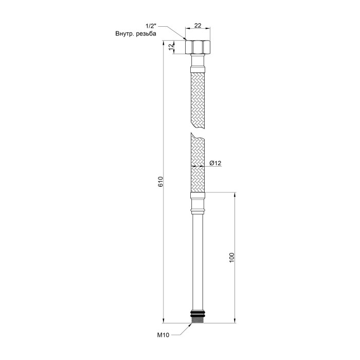 Гнучка підводка для води Thermo Alliance Standart М10 60 см (пара) SD396W60L
