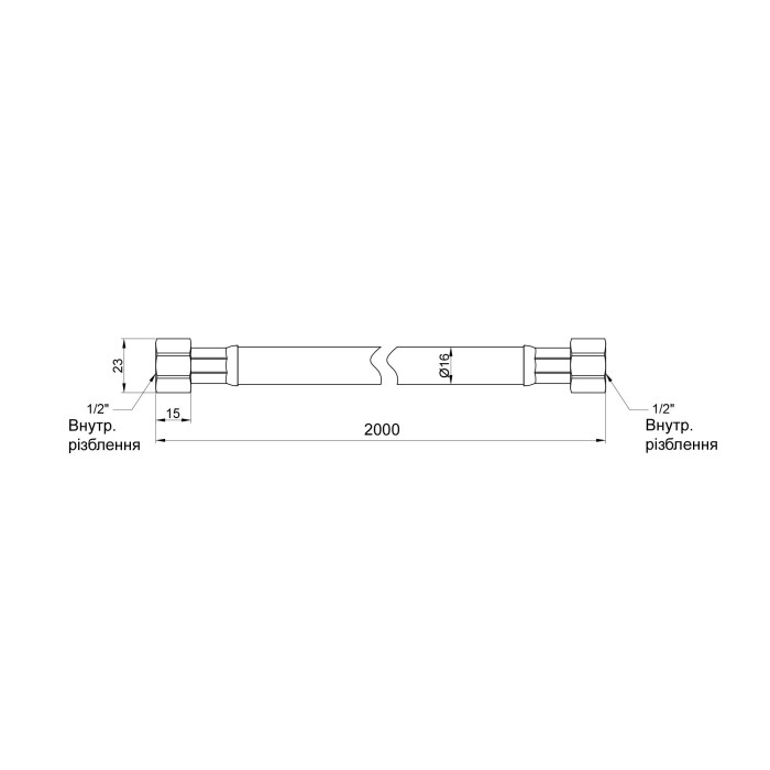 Шланг для газу Thermo Alliance Standart чорний 1/2" ВВ 200 см SD91G200
