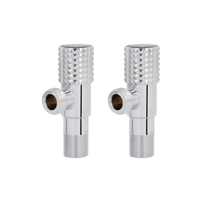Комплект кутових кранів  Thermo Alliance Standart (круг, чорний) 1/2"ЗЗ, нерж, хром, керам. буксу TAS350W1515B
