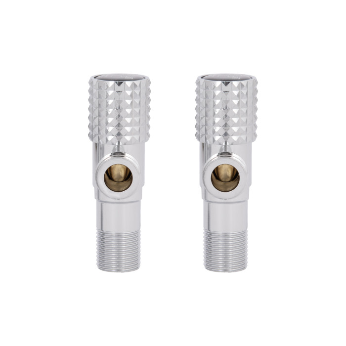 Комплект кутових кранів  Thermo Alliance Standart (круг, чорний) 1/2"ЗЗ, нерж, хром, керам. буксу TAS350W1515B