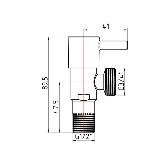Кран кутовий Thermo Alliance (палочка)  Standart 1/2"Зх3/4"З, нерж, хром, керам. буксу TAS349W1520