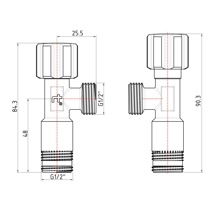 Кран кутовий Thermo Alliance Forte 1/2"ЗЗ, хром TAF341W1515