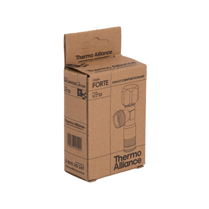 Кран кутовий Thermo Alliance Forte 1/2"ЗЗ, хром TAF341W1515